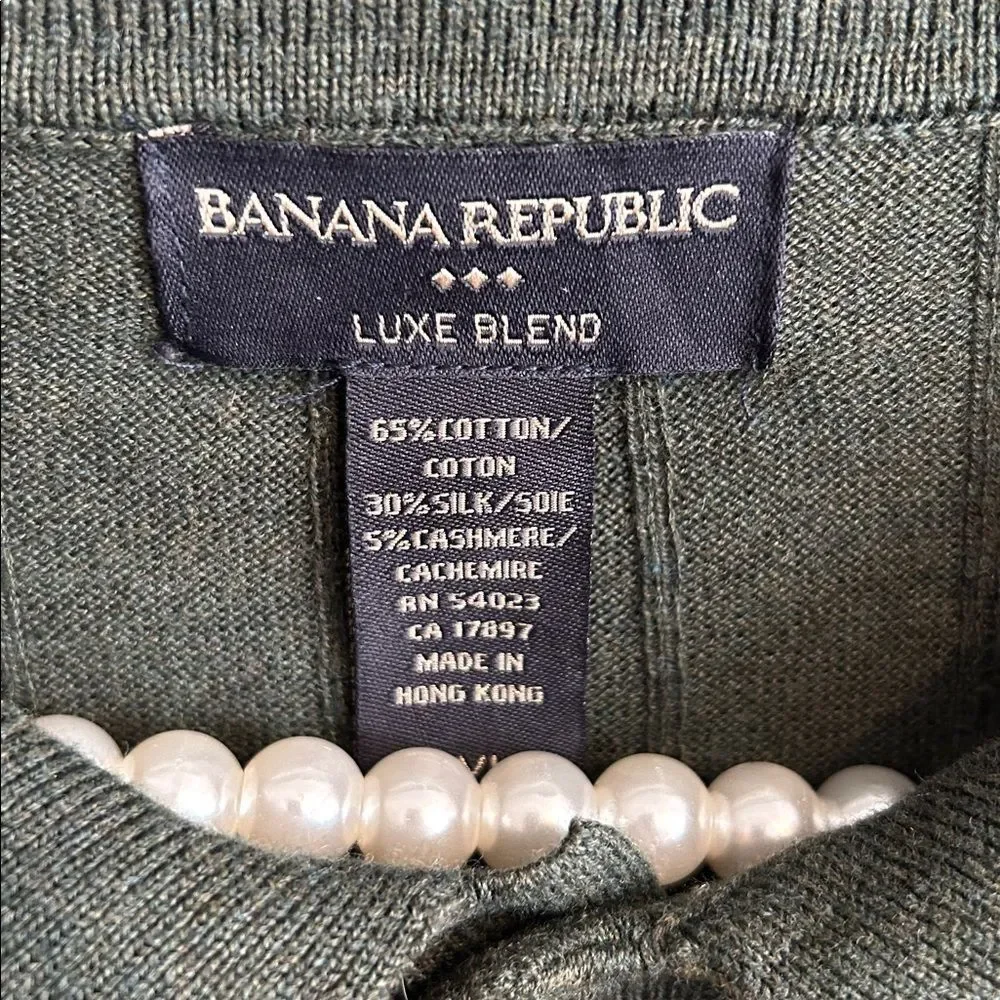 Banana Republic Men’s Luxe Blend Dark Green Long Sleeve Ribbed Polo. Size XXL